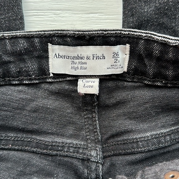 Abercrombie & Fitch Curve Love The Mom High Rise Jeans Black Destroyed size 2 - Picture 4 of 7